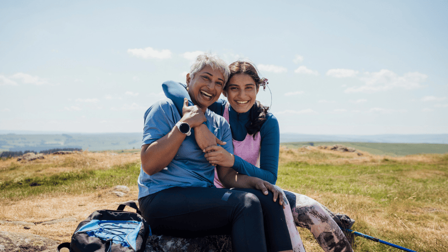Photo of lung patient hiking with daughter