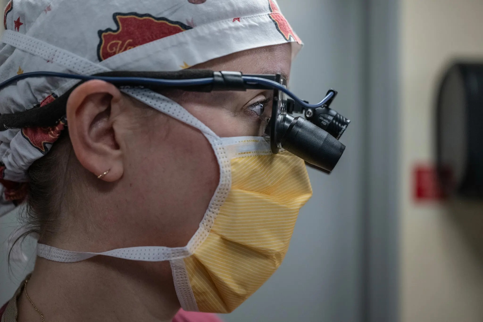 close up of surgeon's face with scopes