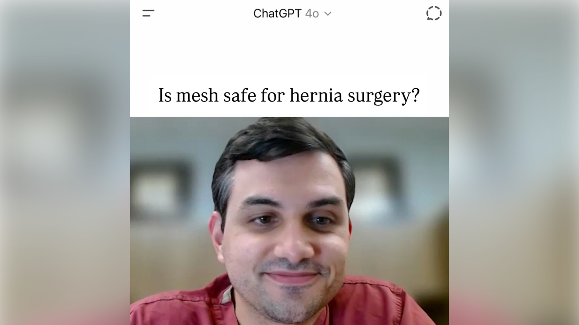 a split screen of philip george and chatGPT home screen over a blurred background