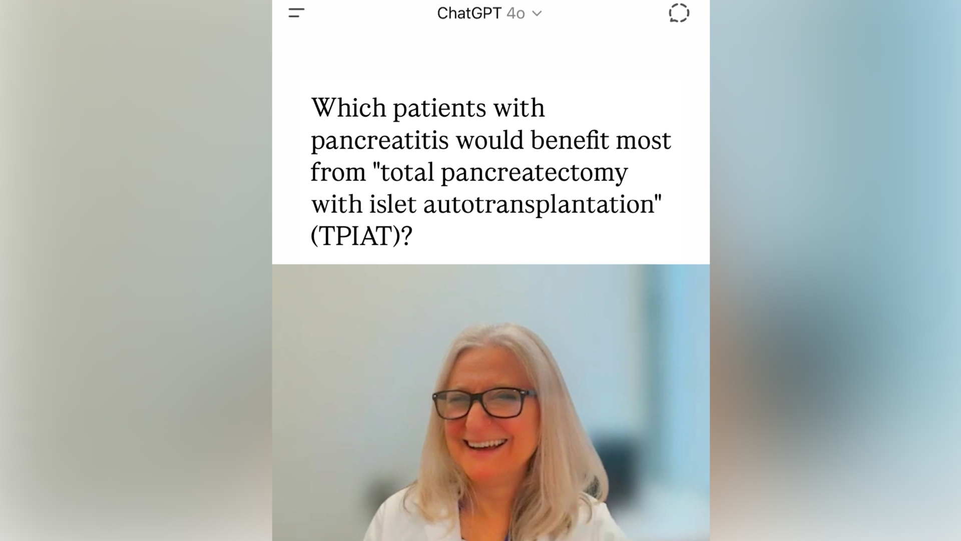 A split screen of Dr. Schrope and ChatGPT with question displayed