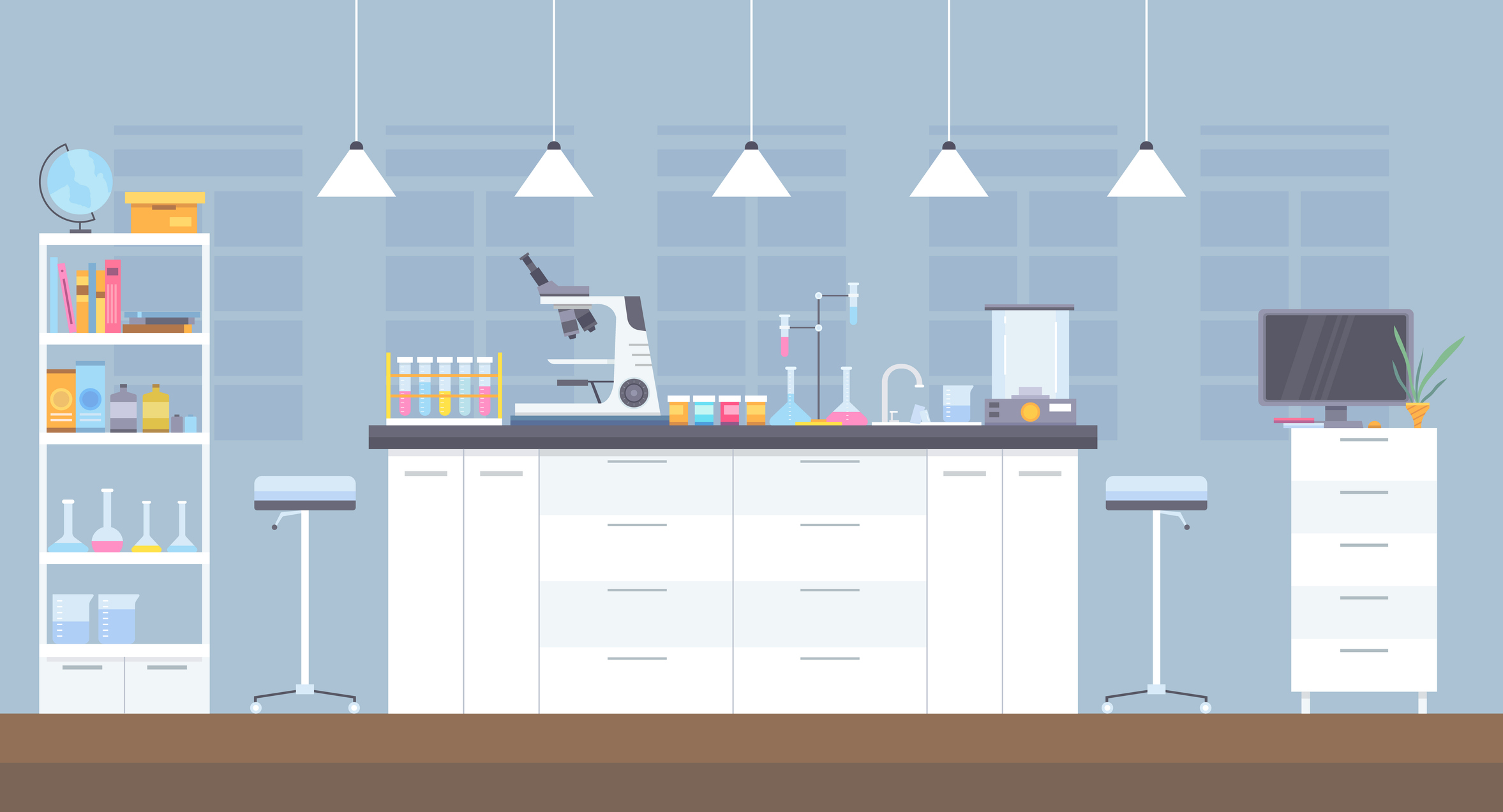 Flat laboratory room illustration