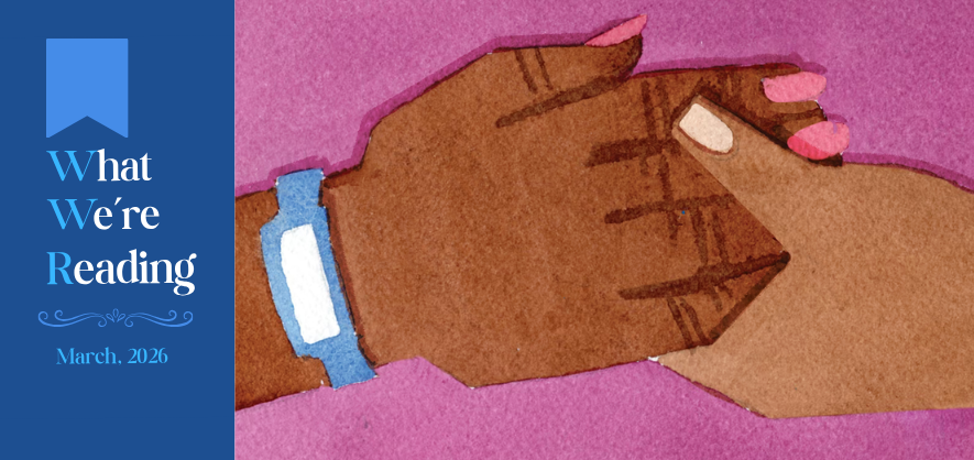 cover over an illustration of two hands holding