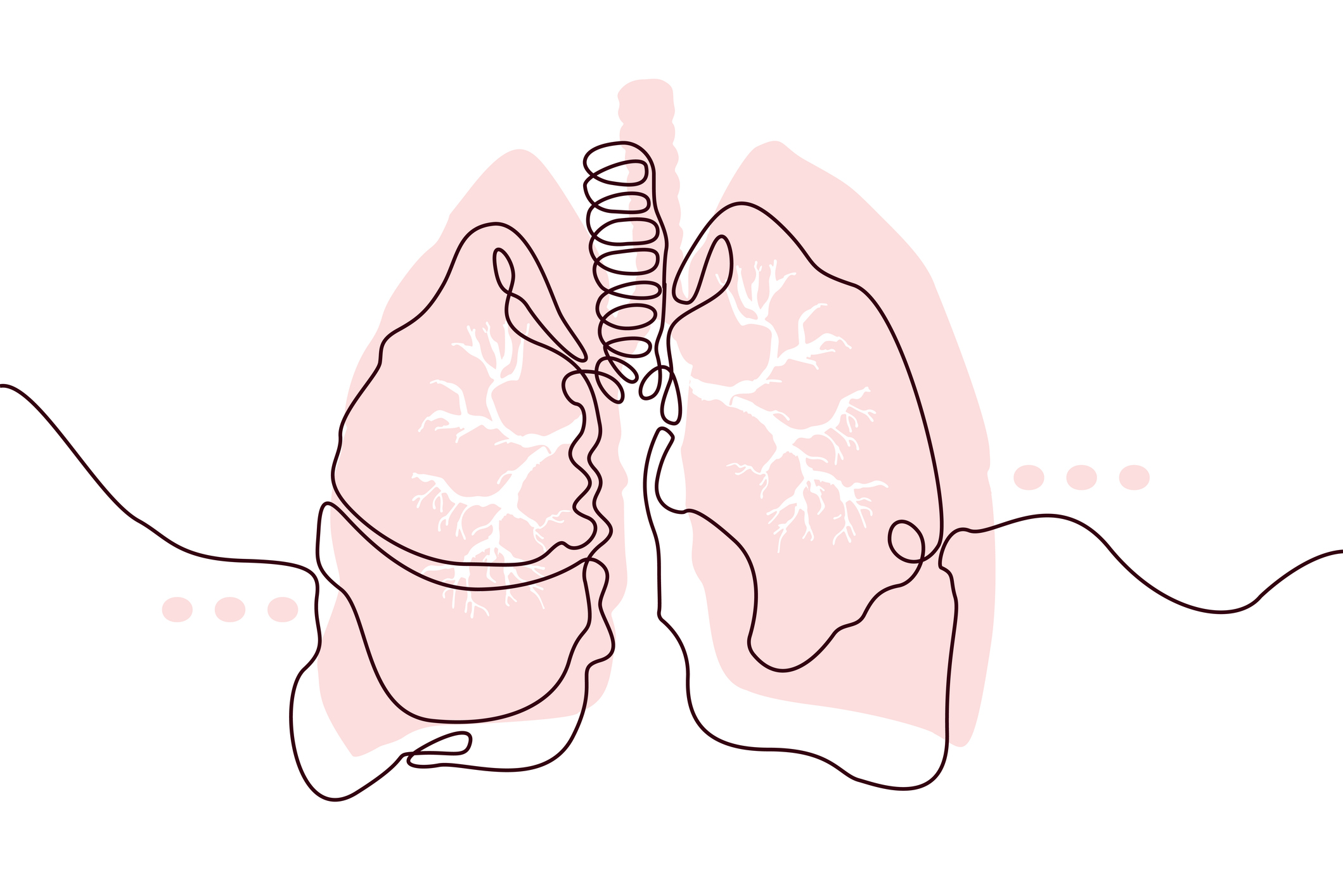 Lungs hand drawn icon continuous line drawing.