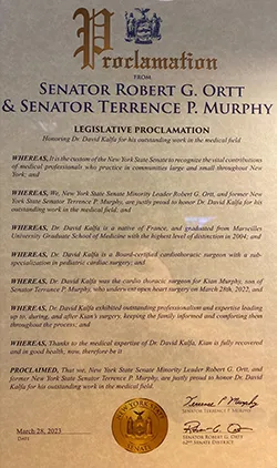 A Surprise Legislative Proclamation Honoring Dr. David Kalfa