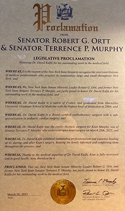 A Surprise Legislative Proclamation Honoring Dr. David Kalfa