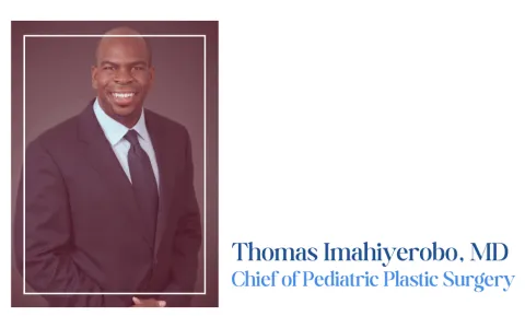Headshot of Dr. Thomas Imahiyerobo, chief of pediatric plastic surgery