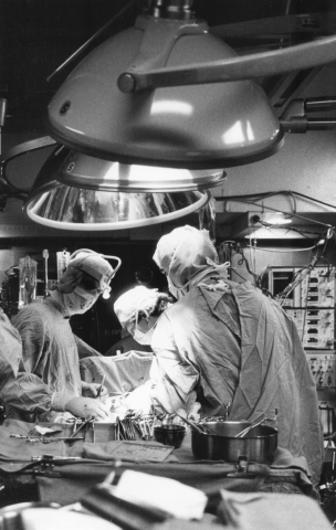 black and white photo of craig smith in operating room
