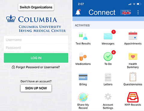 mychart login columbia