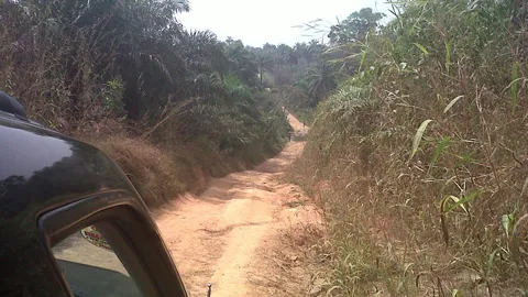 Typical road to rural villages in Sierra Leone