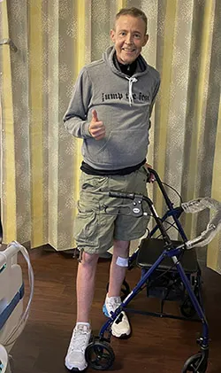 Jerry leaving the hospital.