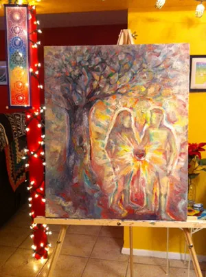 Painting by Megan Ellerd after she donated part of her liver to Steven Ferretti.