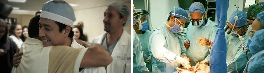 Dr. Kato and Dr. Rivas working side by side in the OR in Caracas. 
