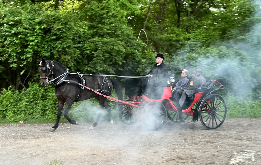 Kieran steering the carriage
