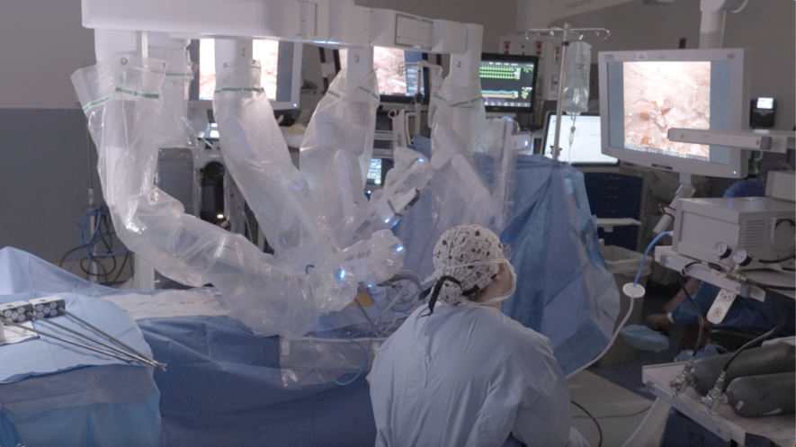 OR shot of surgical robot in action