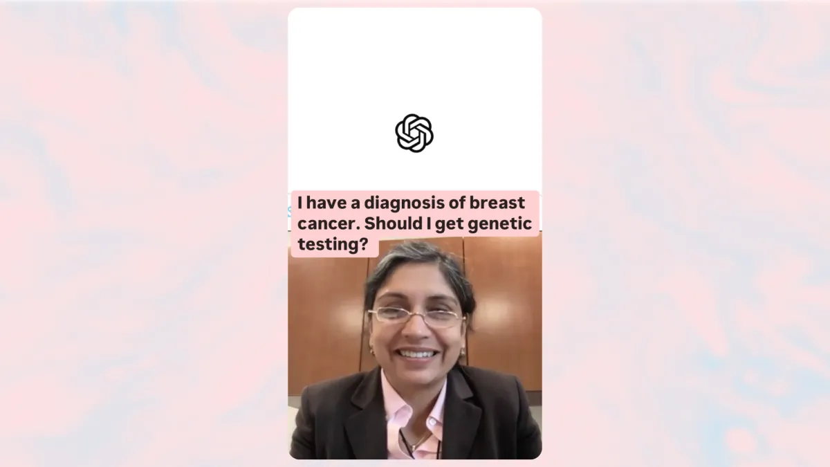 A screenshot of Dr Roshni Rao episode cover of Dr. AI with a swirling background.