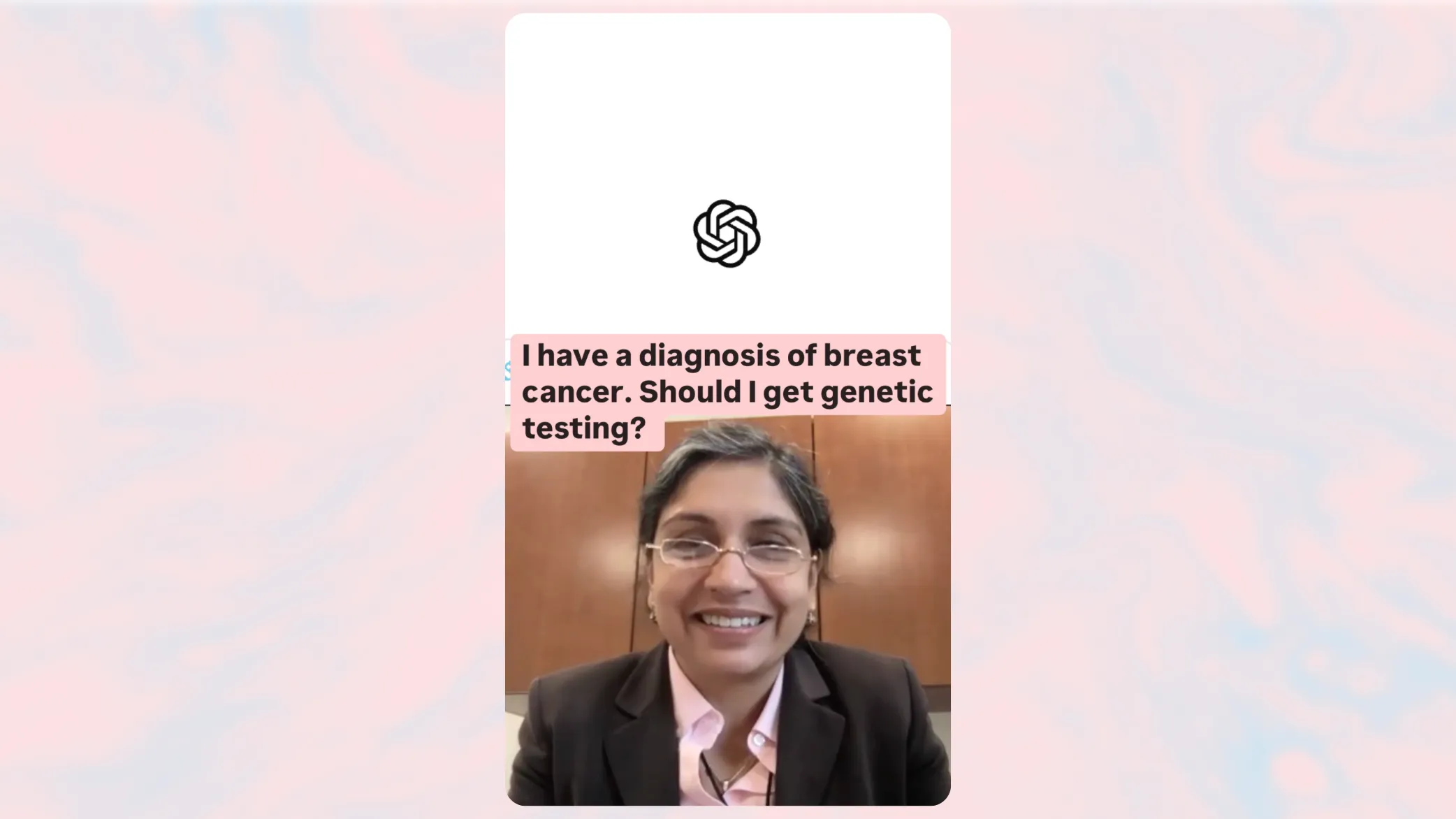 A screenshot of Dr Roshni Rao episode cover of Dr. AI with a swirling background.