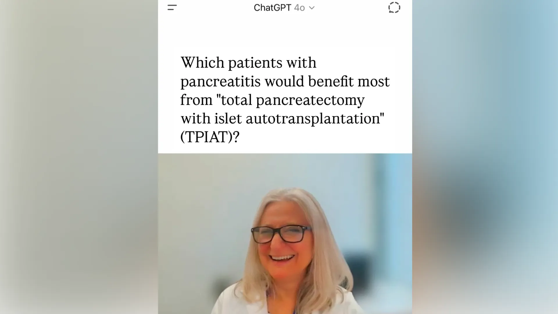 A split screen of Dr. Schrope and ChatGPT with question displayed
