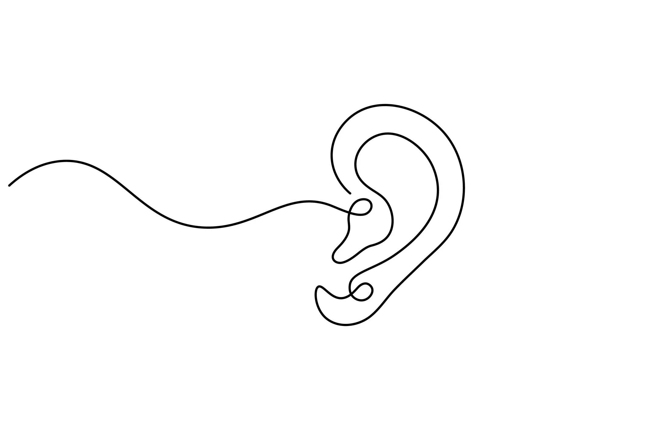  Human Ear Continuous One Line Drawing with Sound Wave Minimalist single line Art Hearing Concept Illustration