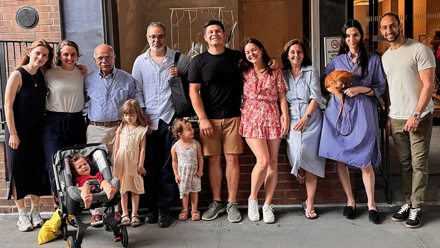 Photo: Dr. Syed Tasnim Raza (third adult from left) stands with multiple generations of family