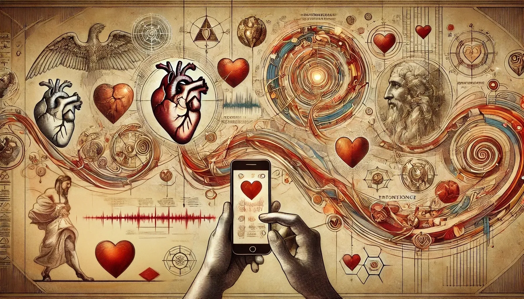 collage of heart timeline iconography