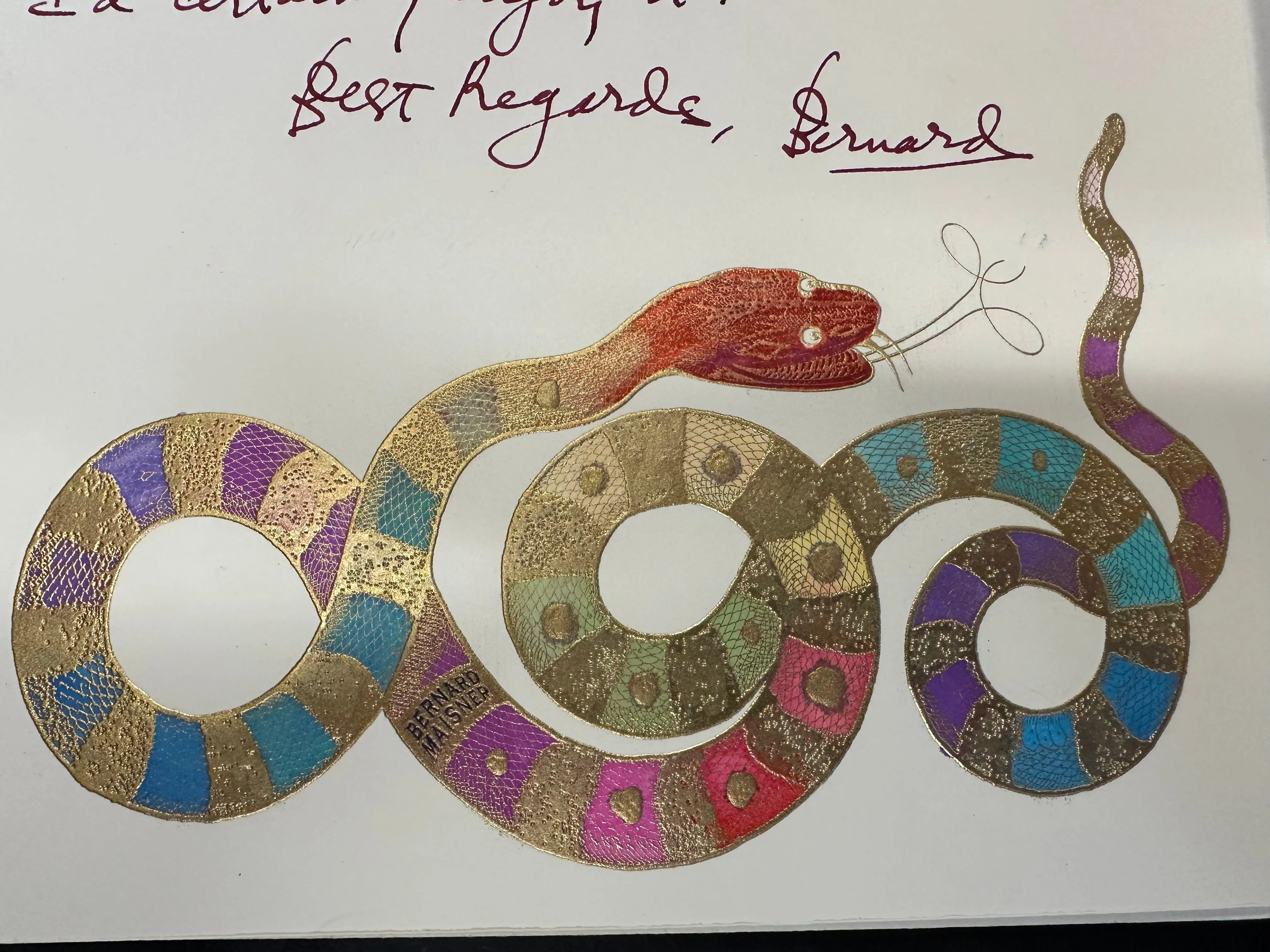 drawn and embossed snake by Bernard Maisner