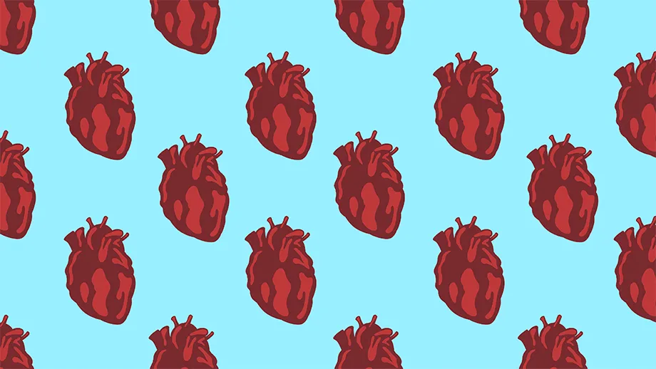 Two dimensional repeating pattern of a human heart
